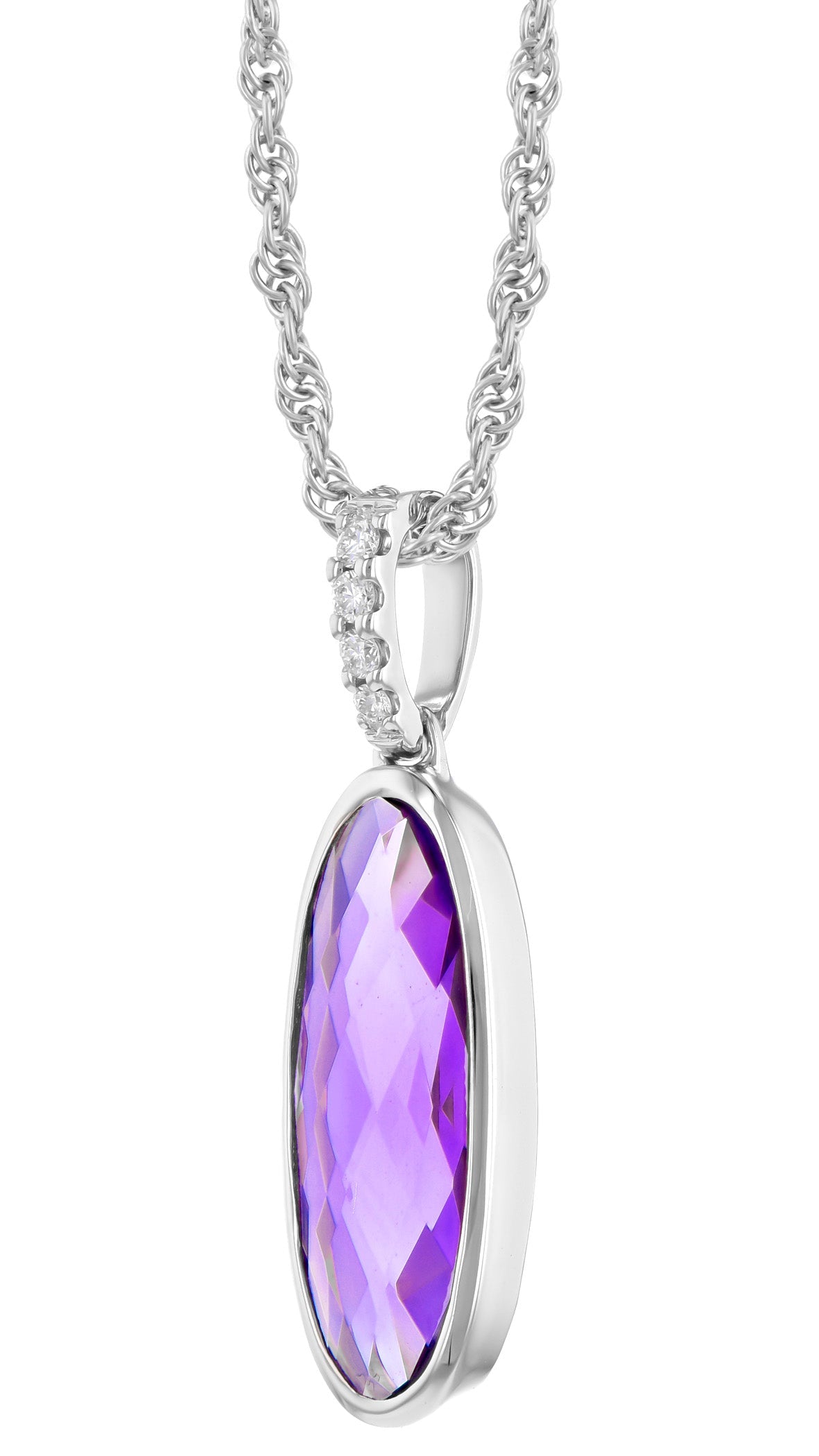 Purple Amethyst And Diamond Pendant (8055265001702)
