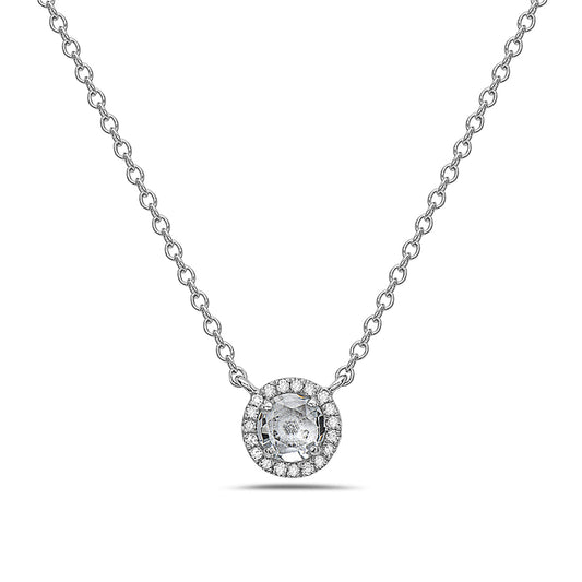 Aquamarine And Diamond Halo Necklace (8073429123302)