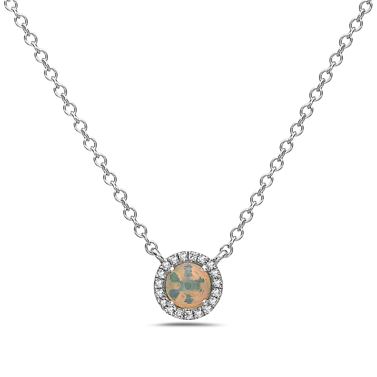 Opal And Diamond Halo Necklace (8073428893926)