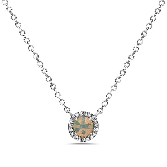 Opal And Diamond Halo Necklace (8073428893926)