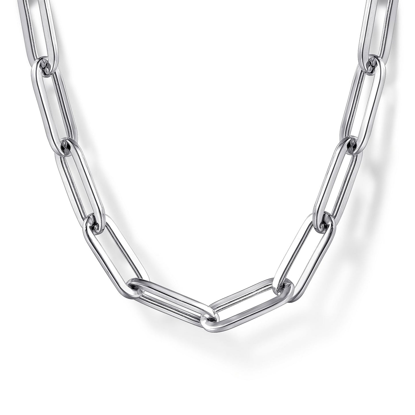 Gabriel & Co. Sterling Silver Solid Paper Clip Chain Necklace (8931384918246)