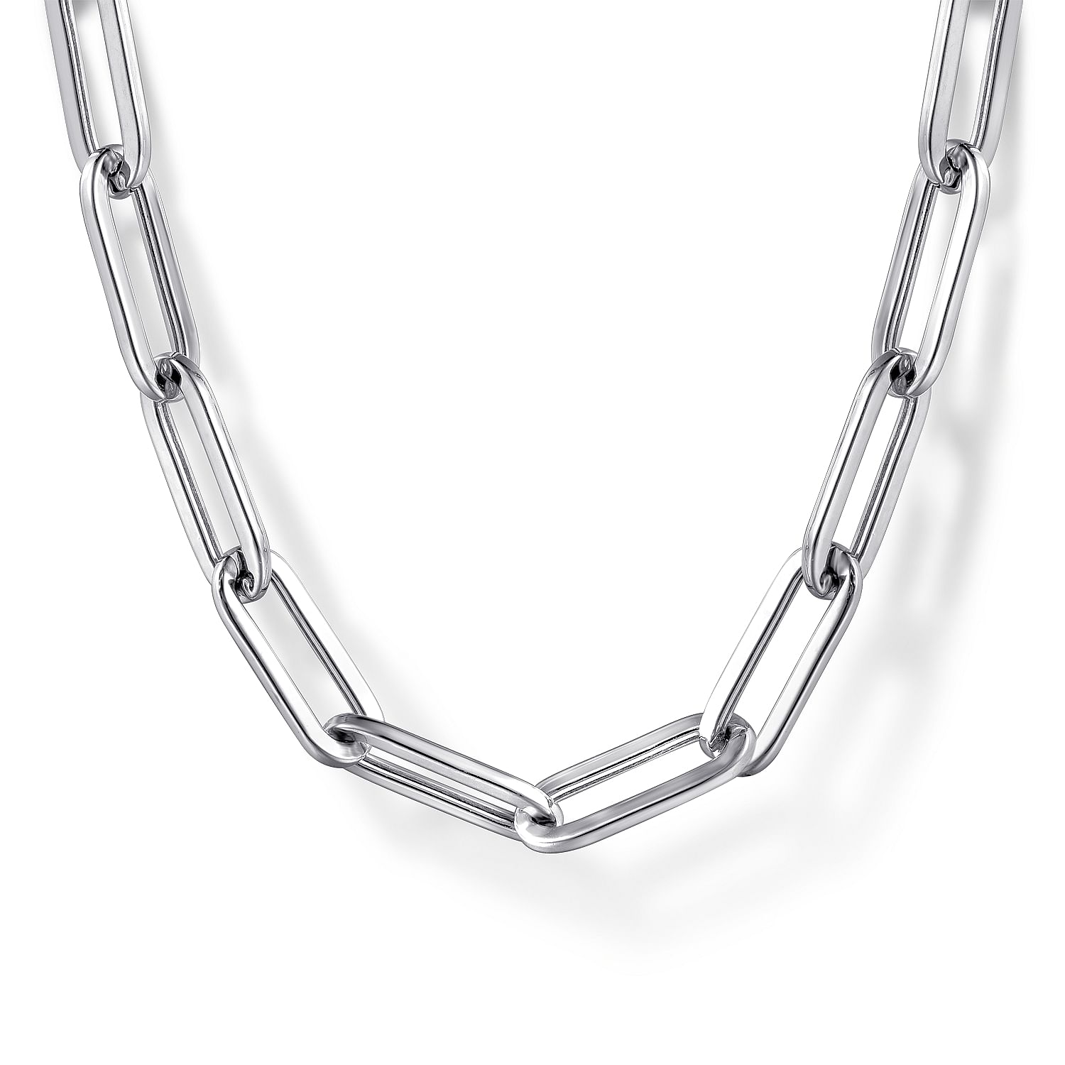 Gabriel & Co. Sterling Silver Solid Paper Clip Chain Necklace (8931384918246)