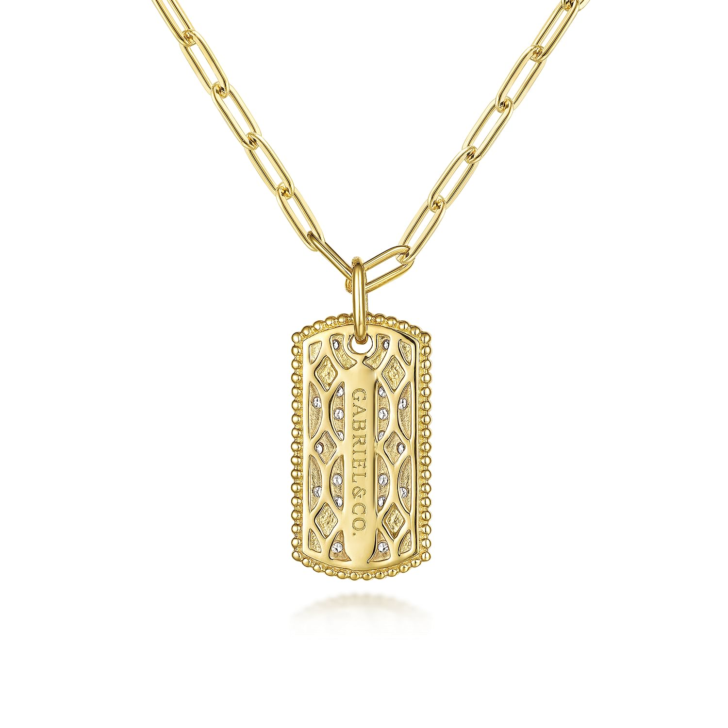 Gabriel & Co. 14K Yellow Gold Diamond Pave Dog Tag Pendant (8931386261734)