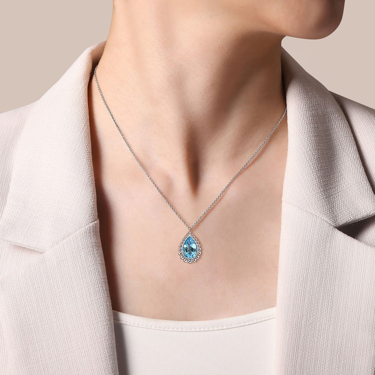 Gabriel & Co. Sterling Silver Blue Topaz Pendant Necklace (8931388621030)