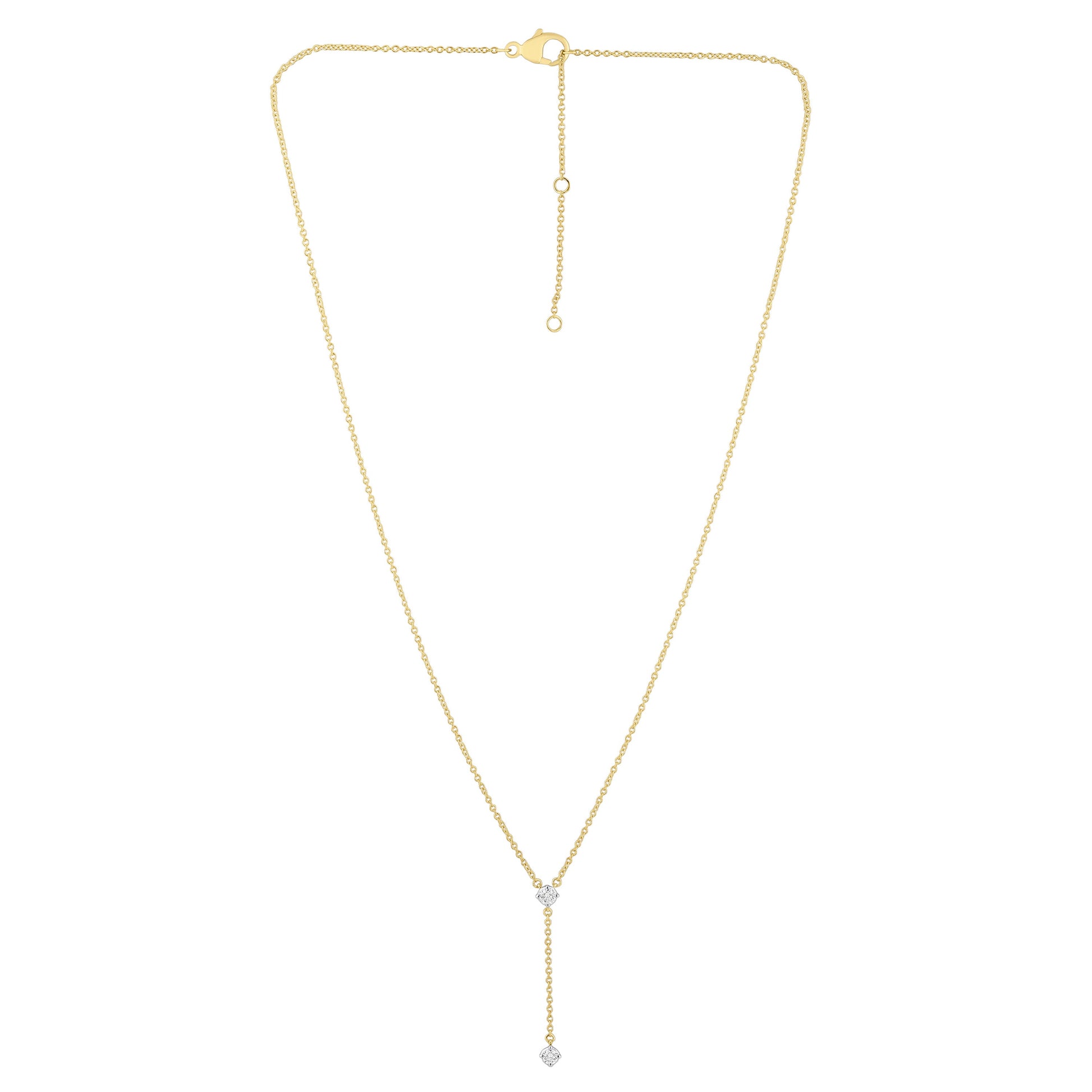 NAVI-STERLING SILVER AND 14KT YELLOW GOLD PLATED LARIET NECKLACE WITH 2RD LAB GROWN DIAMONDS APPROX 1/5CTW GH/SI 18"