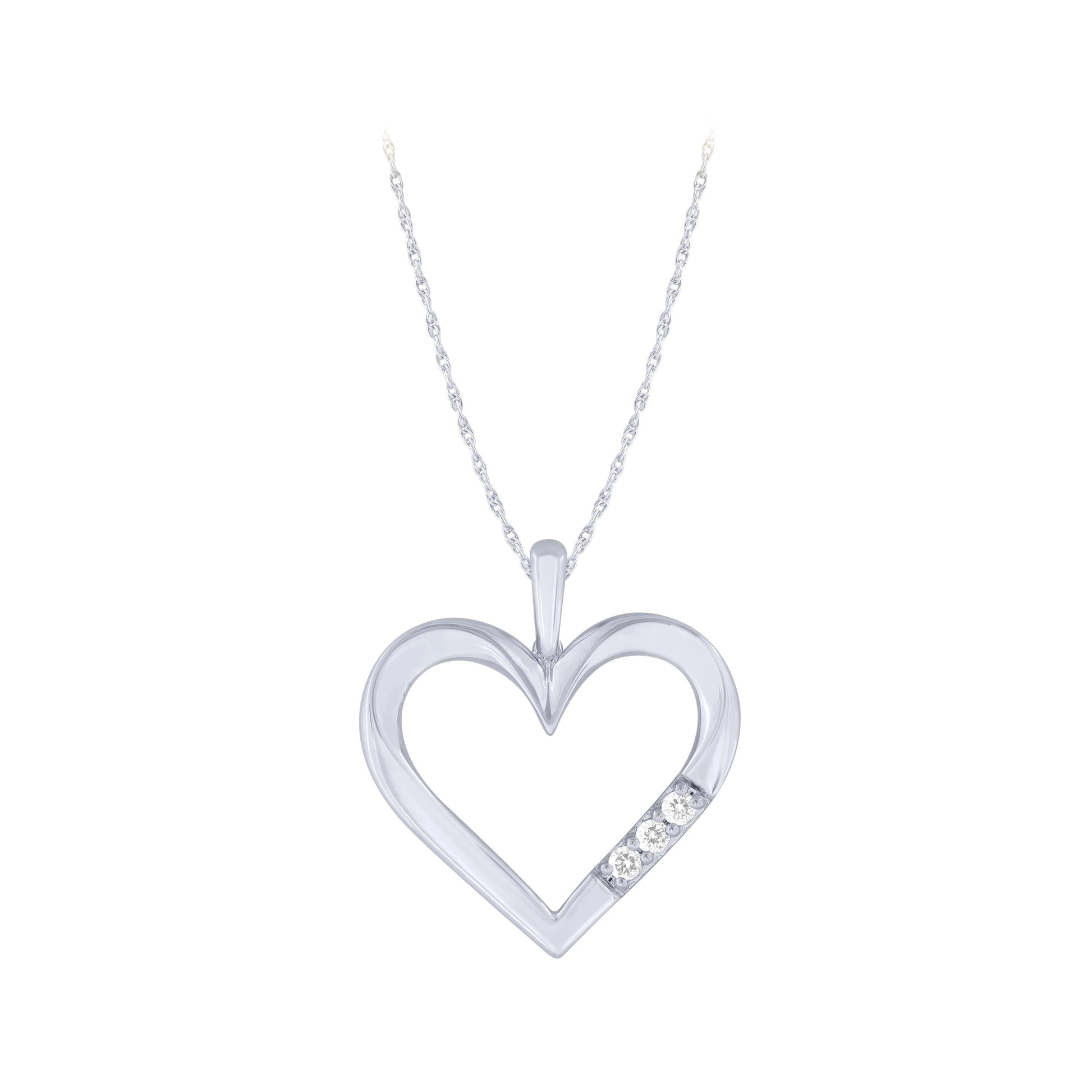 Sterling Silver 0.04Ctw Diamond Heart Pendant (6738325897371)