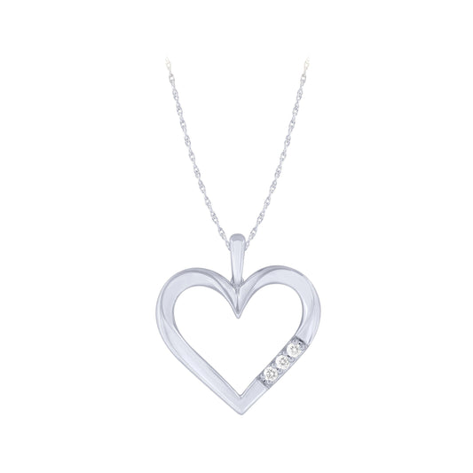 Sterling Silver 0.04Ctw Diamond Heart Pendant (6738325897371)