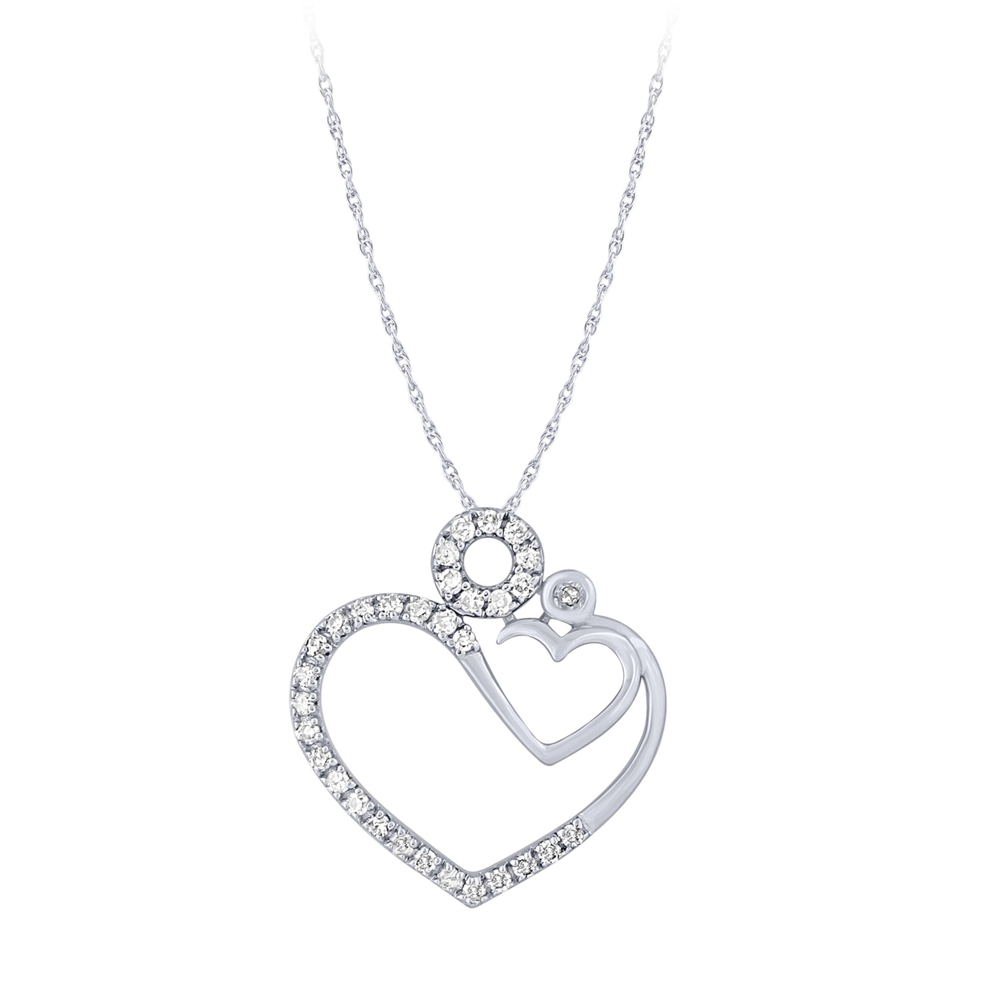 Sterling Silver 0.13Ctw Heart Mother & Child Pendant (6738326323355)