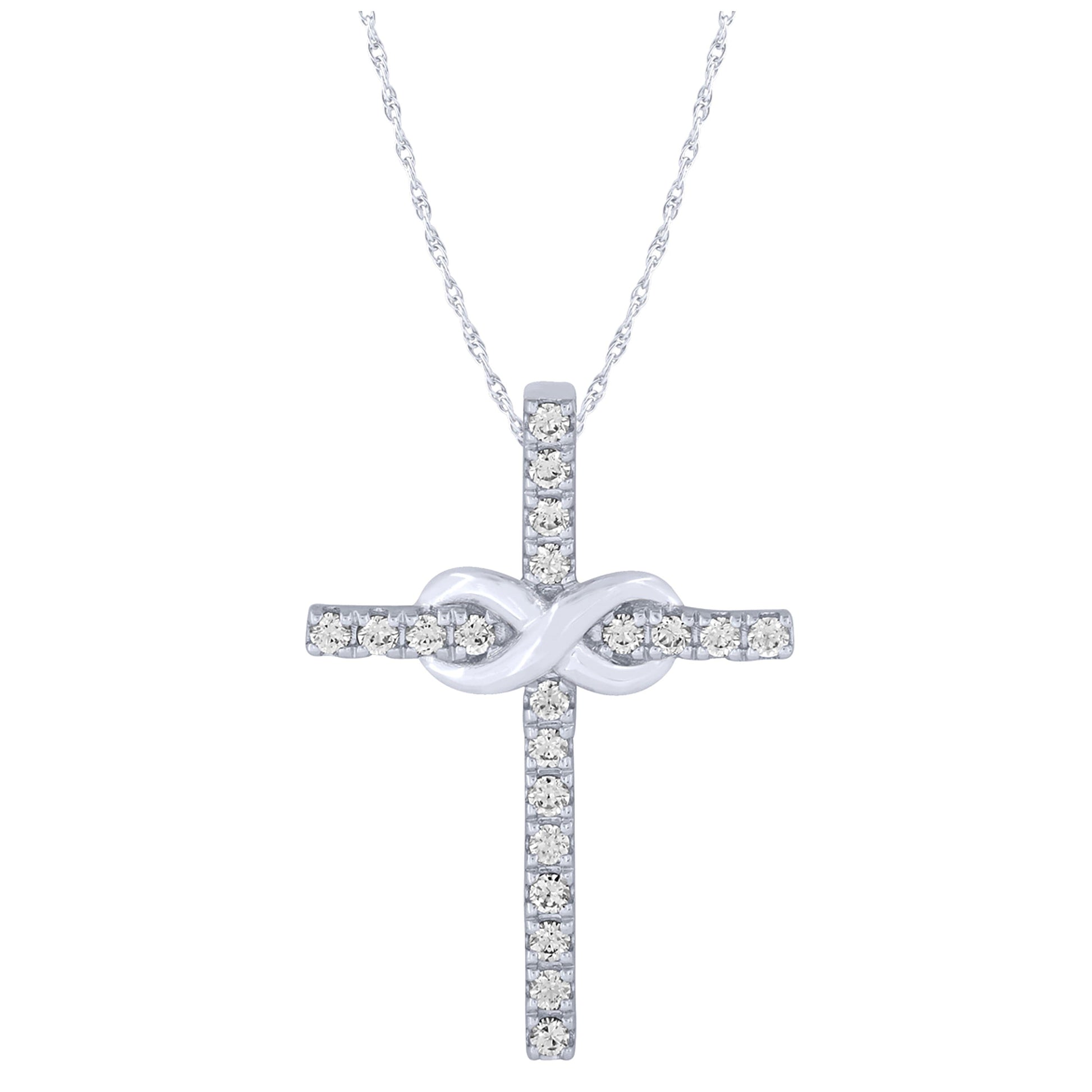 Sterling Silver 1/5Ctw Cross Pendant (6738326585499)