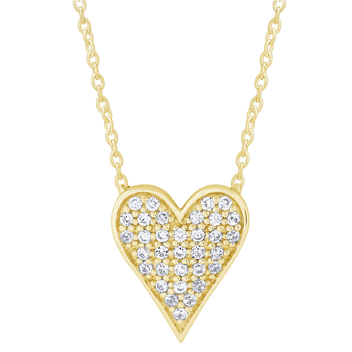 14K Yellow Gold 0.13Ctw Pava Heart Neckalce (6738322161819)