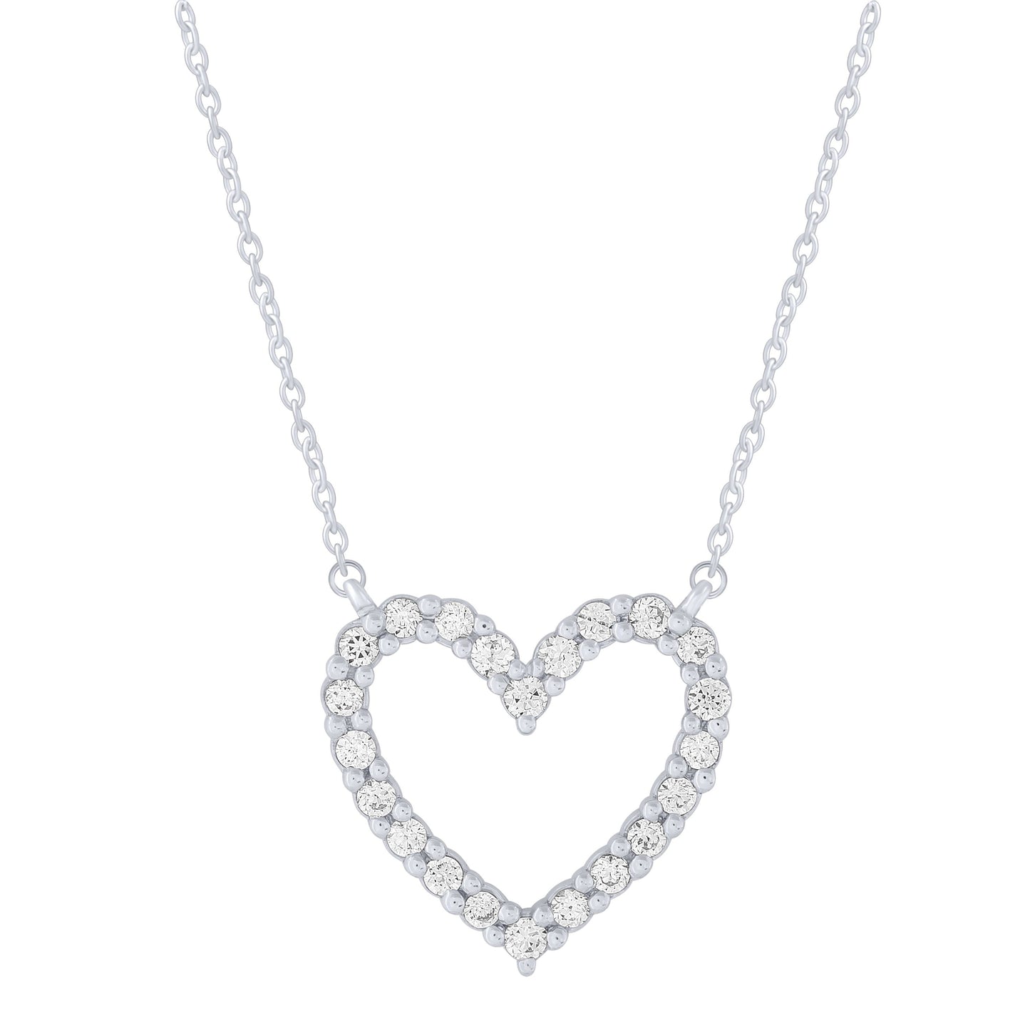 Sterling Silver 0.16Ctw Diamond Heart Necklace (6738323636379)