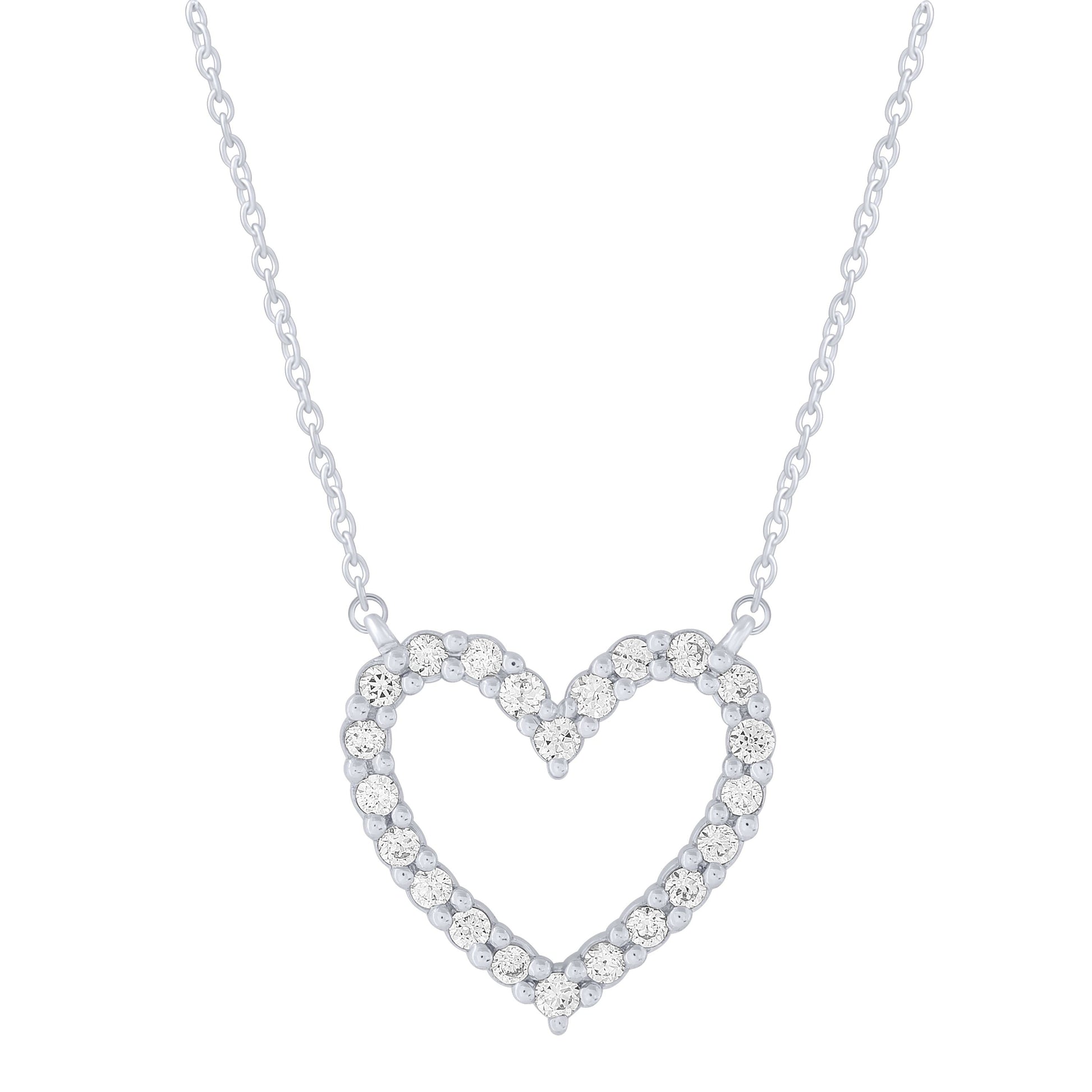 Sterling Silver 0.16Ctw Diamond Heart Necklace (6738323636379)