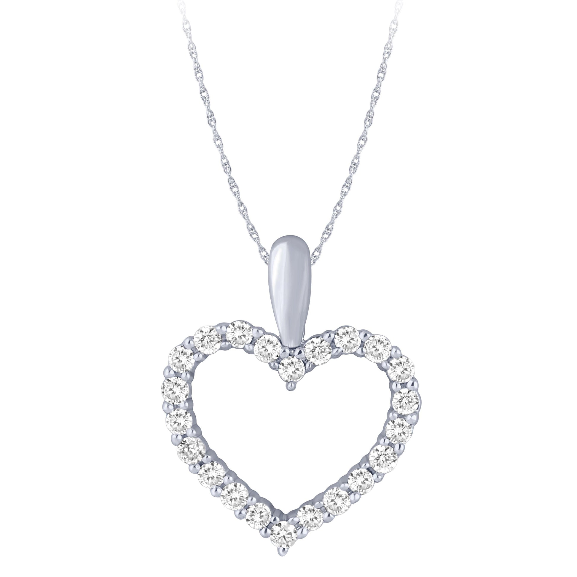 Sterling Silver 1/4Ctw Dia Heart Outline Pendant (6738326782107)