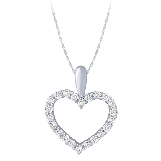 Sterling Silver 1/4Ctw Dia Heart Outline Pendant (6738326782107)