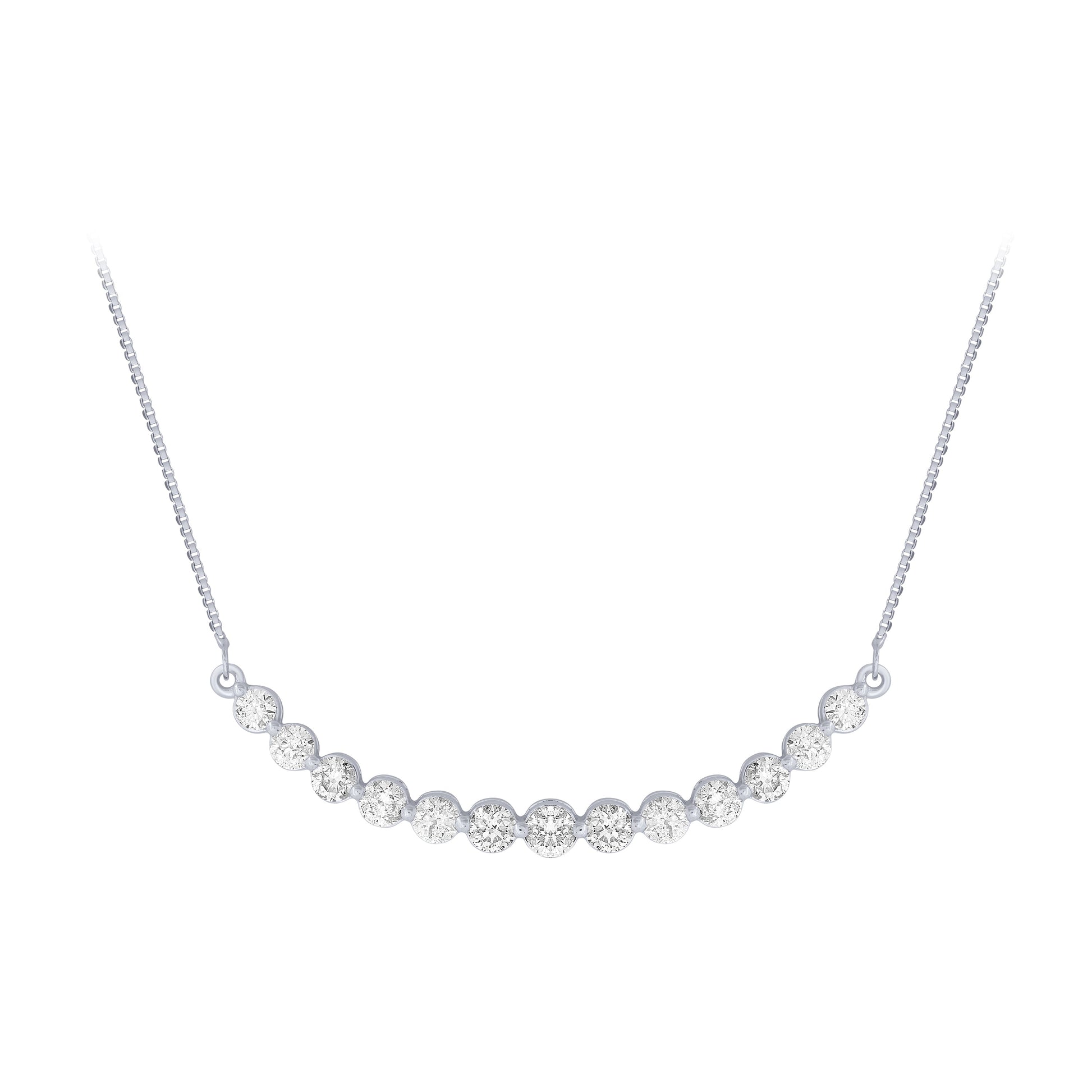 NAVI-STERLING SILVER LAB GROWN CURVED DIAMOND BAR NECKLACE WITH 13RD LAB GROWN DIAMONDS APPROX. 1CTW GH/SI 18"