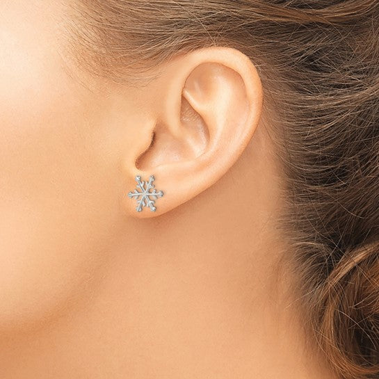 Sterling Silver Snowflake Post Earrings (8388991221990)