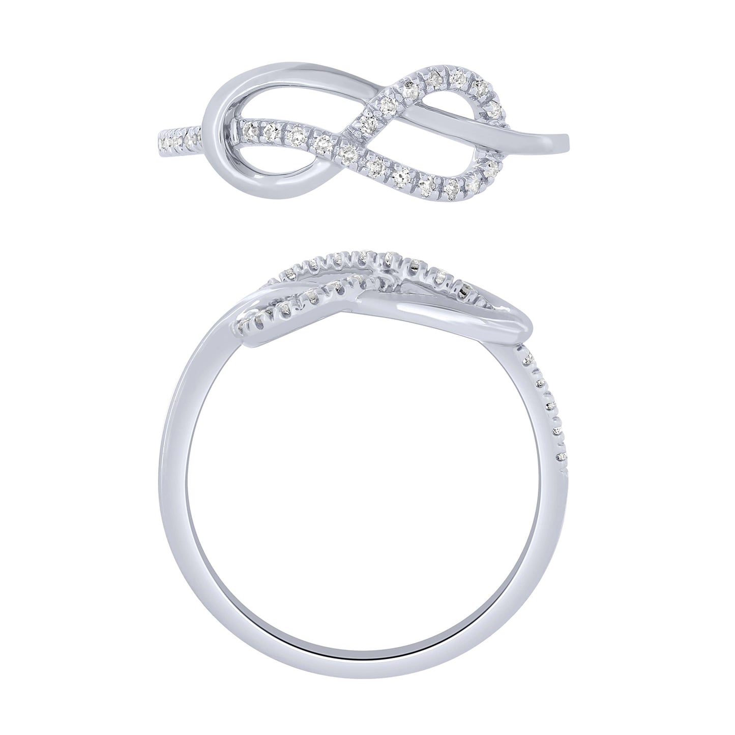 Sterling Silver 0.10Ctw Diamond Open Knot Ring (6738323898523)