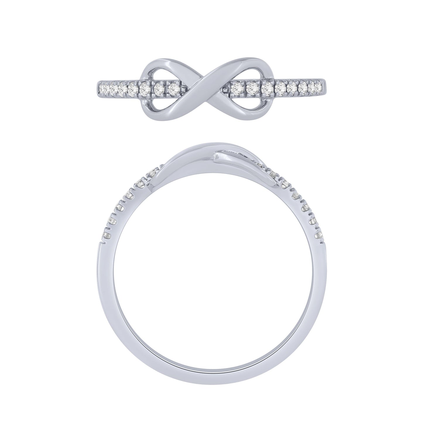 Sterling Silver 0.12Ctw Diamond Infinity Ring (6738324029595)