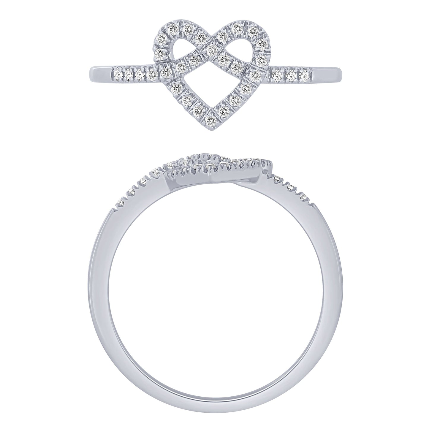 Sterling Silver 0.13Ctw Heart Knot Ring (6738324258971)