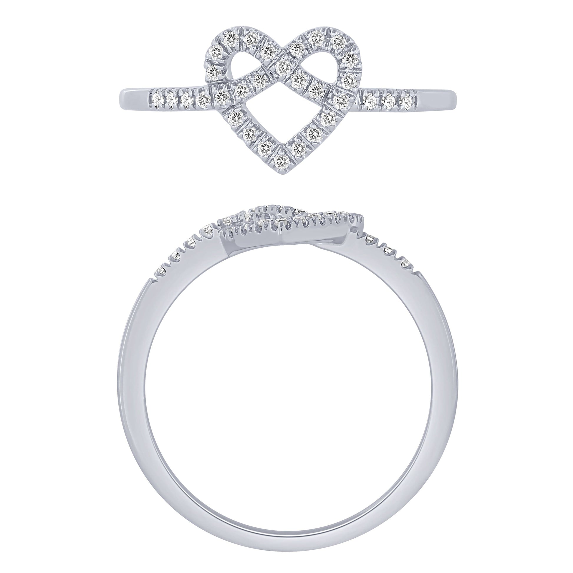 Sterling Silver 0.13Ctw Heart Knot Ring (6738324258971)