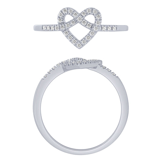 Sterling Silver 0.13Ctw Heart Knot Ring (6738324258971)