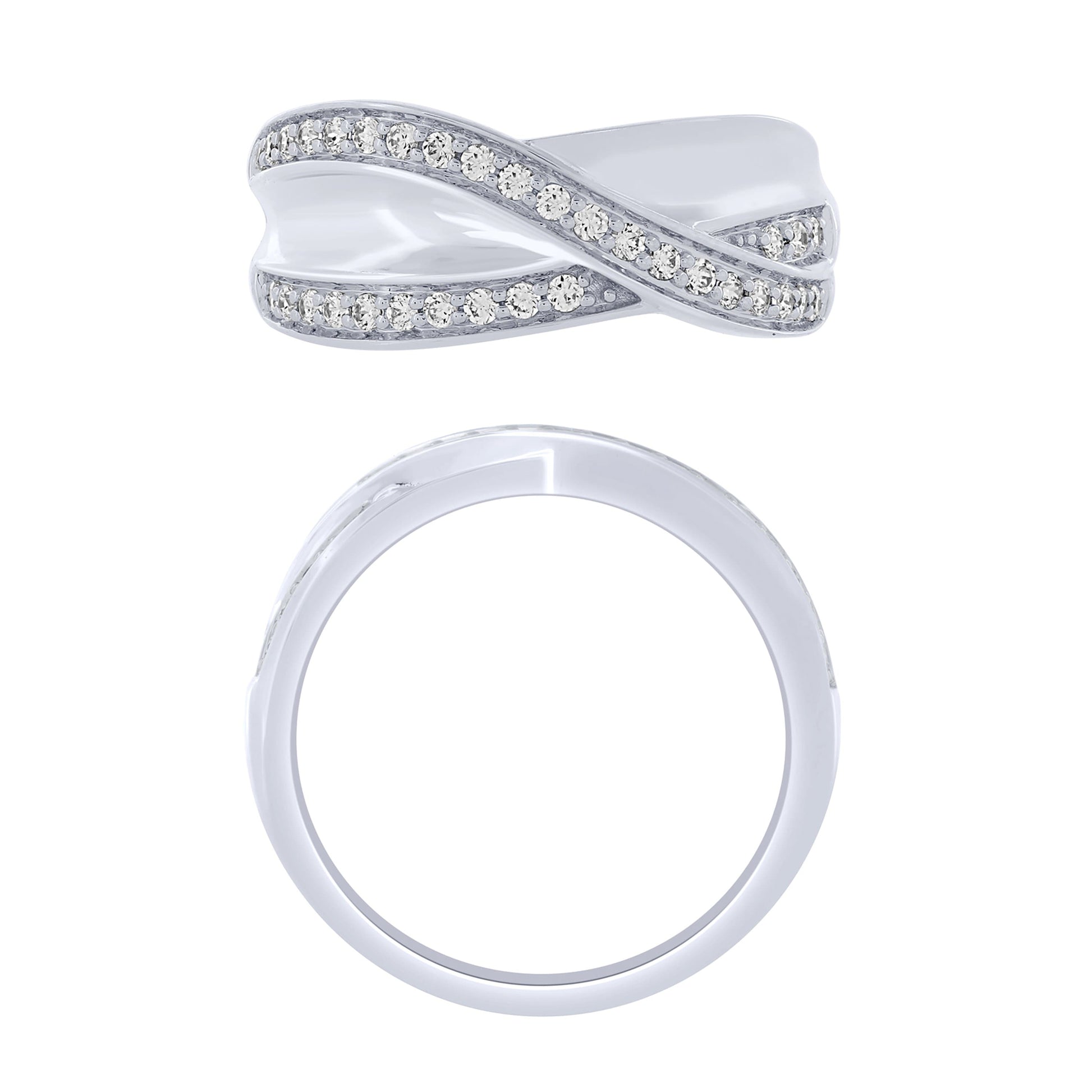 Sterling Silver 1/3Ctw Diamond Wide Fashion Ring (6738324390043)
