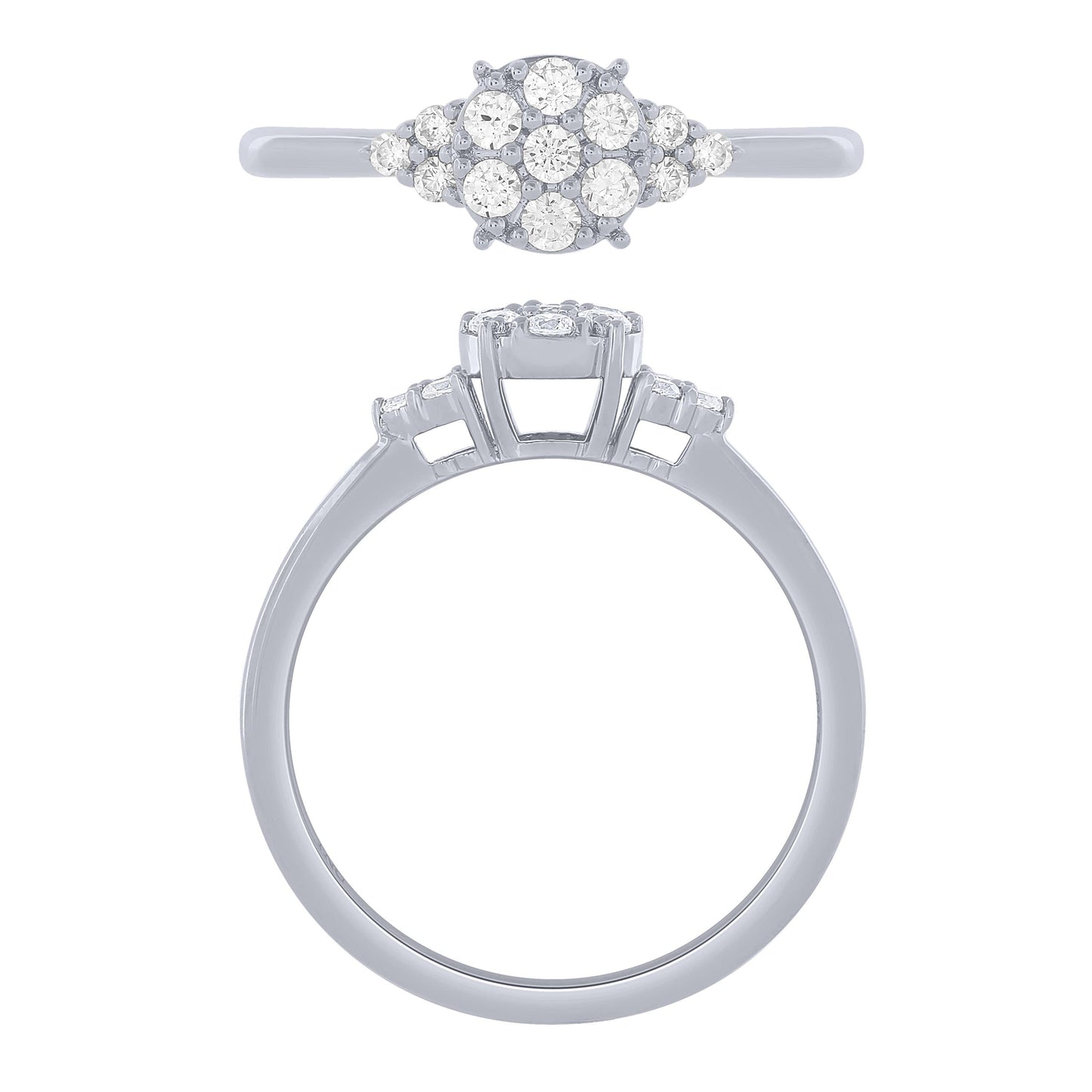 14K White Gold 1/4Cttw Diamond Cluster Ring (6738321047707)