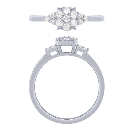 14K White Gold 1/4Cttw Diamond Cluster Ring (6738321047707)