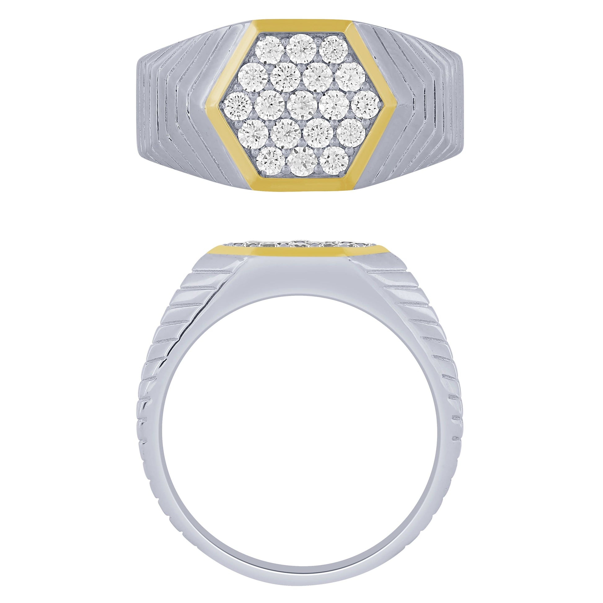 14k Two Tone Gold 3/4Ctw Mens Ring (6738322456731)