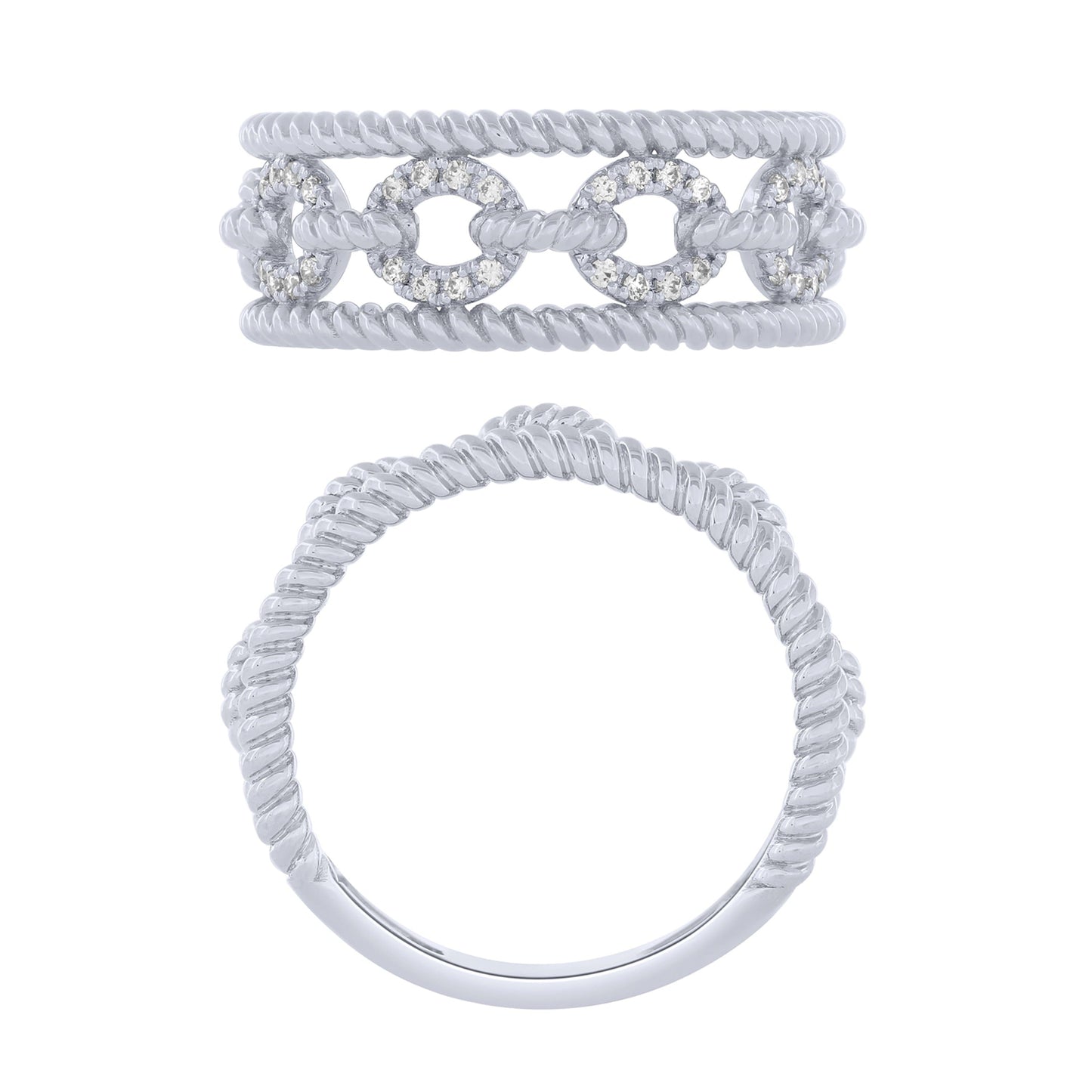 Sterling Silver 0.16Ctw Wide Fashion Ring (6738325012635)