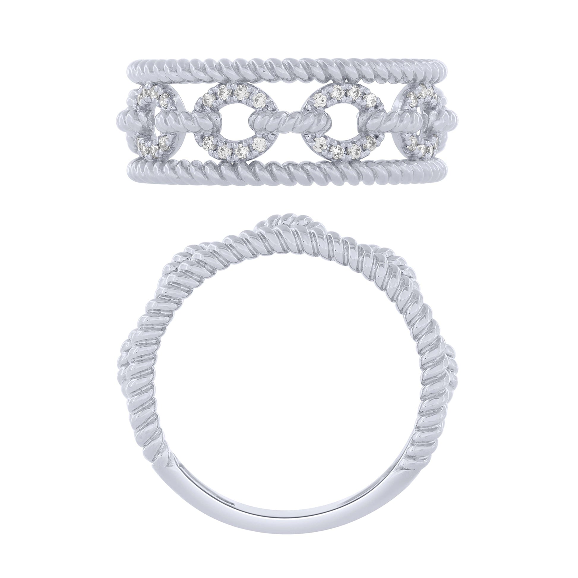 Sterling Silver 0.16Ctw Wide Fashion Ring (6738325012635)