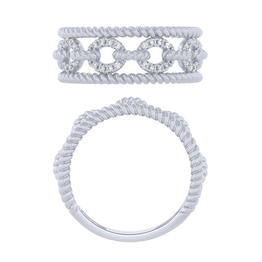 Sterling Silver 0.16Ctw Wide Fashion Ring (6738325012635)