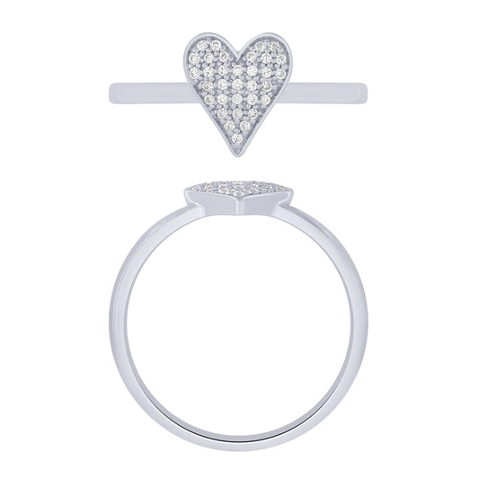 14K White Gold 0.13Ctw Pava Heart Ring (6738322194587)