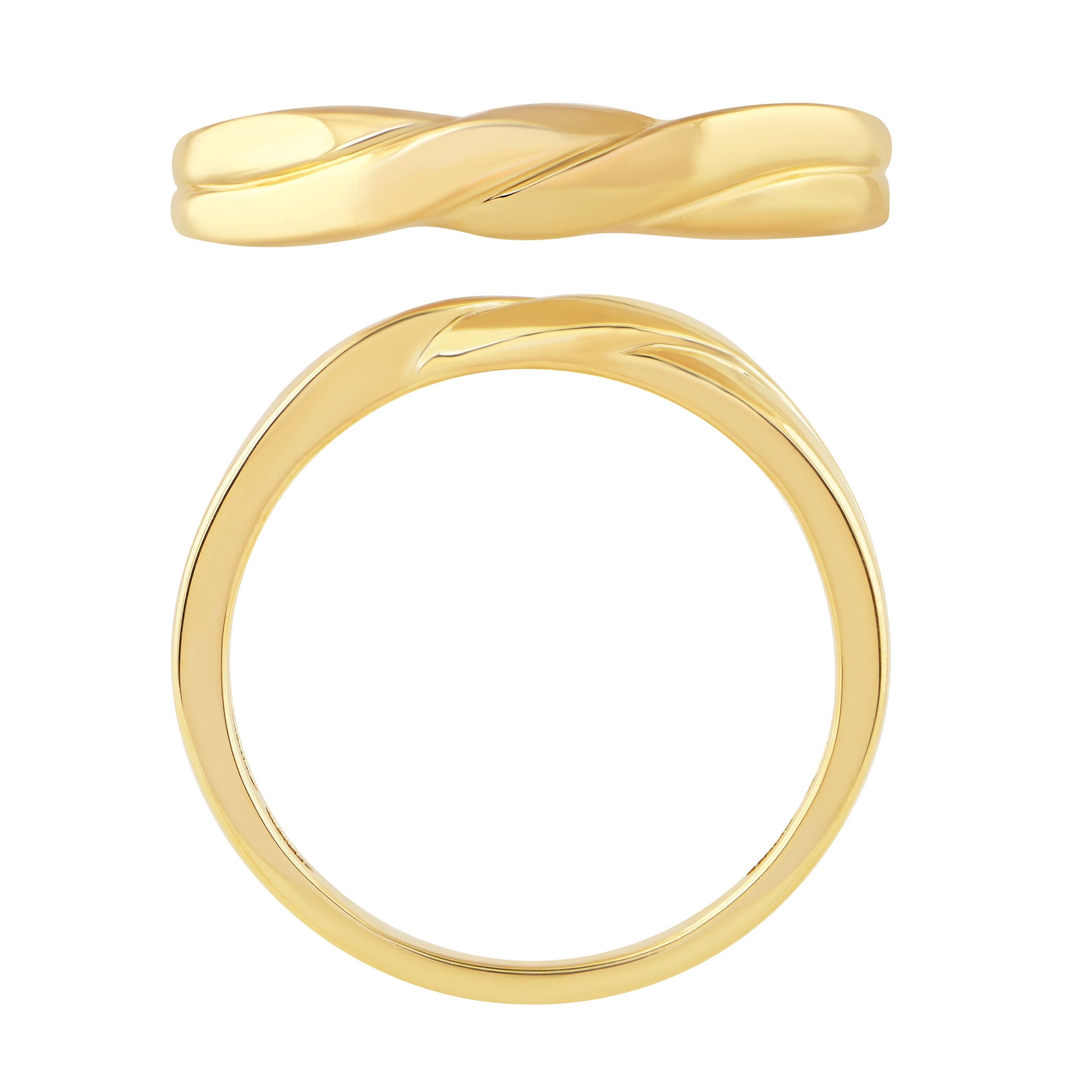 NAVI-STERLING SILVER AND 14KT YELLOW GOLD PLATED POLISHED FLAT TWIST RING