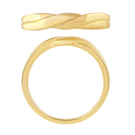 NAVI-STERLING SILVER AND 14KT YELLOW GOLD PLATED POLISHED FLAT TWIST RING