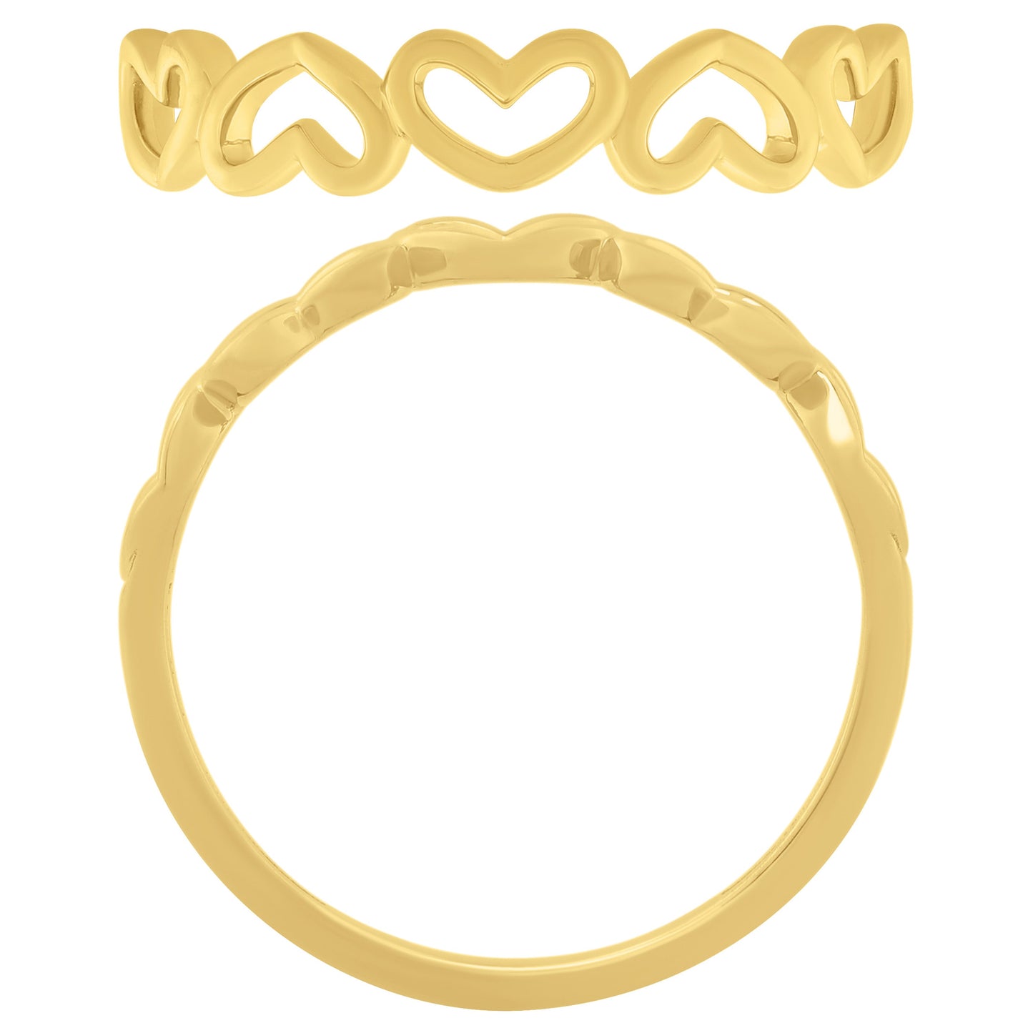 NAVI-STERLING SILVER AND 14KT YELLOW GOLD PLATED HEART OUTLINE POLISHED BAND