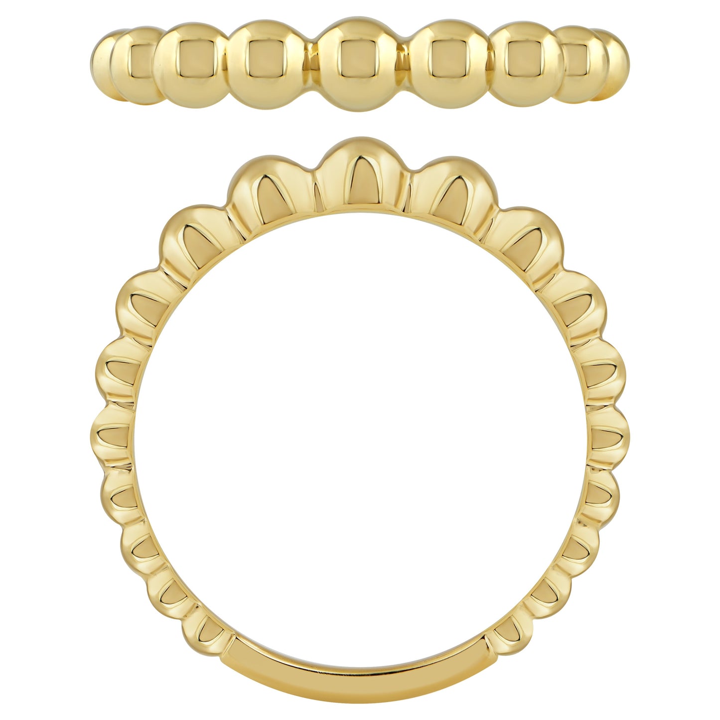 NAVI-STERLING SILVER AND 14KT YELLOW GOLD PLATED POLISHED BEAD RING