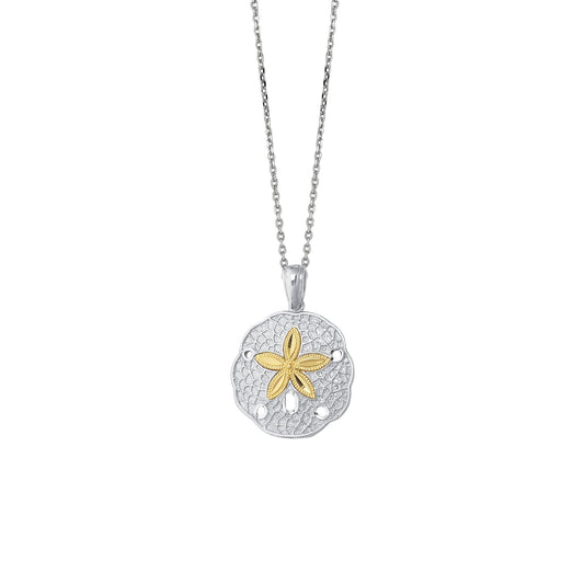 14K & Silver Sand Dollar Necklace (8950795239654)
