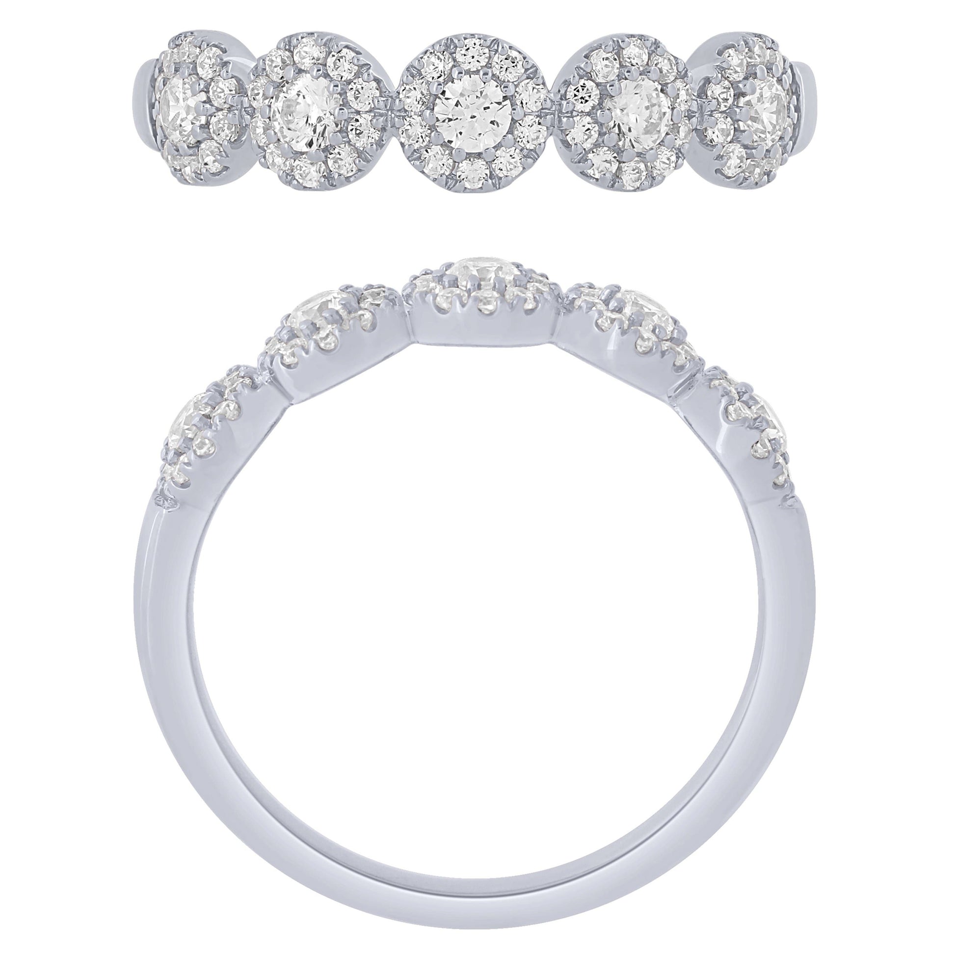 14K White Gold 1/2Ctw Halo Diamond Band (6738321703067)