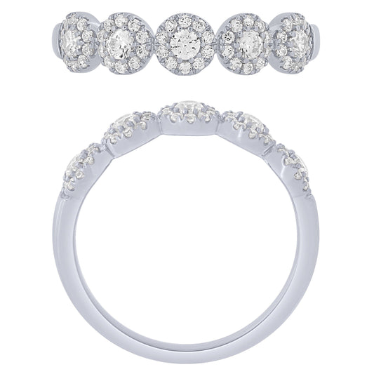 14K White Gold 1/2Ctw Halo Diamond Band (6738321703067)