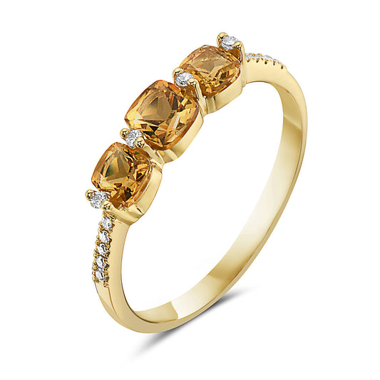 Citrine And Diamond Fashion Ring (8073430171878)