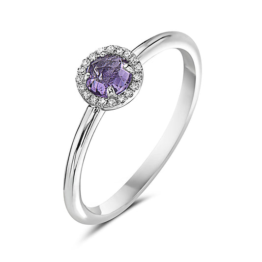 Amethyst And Diamond Halo Ring (8073431089382)
