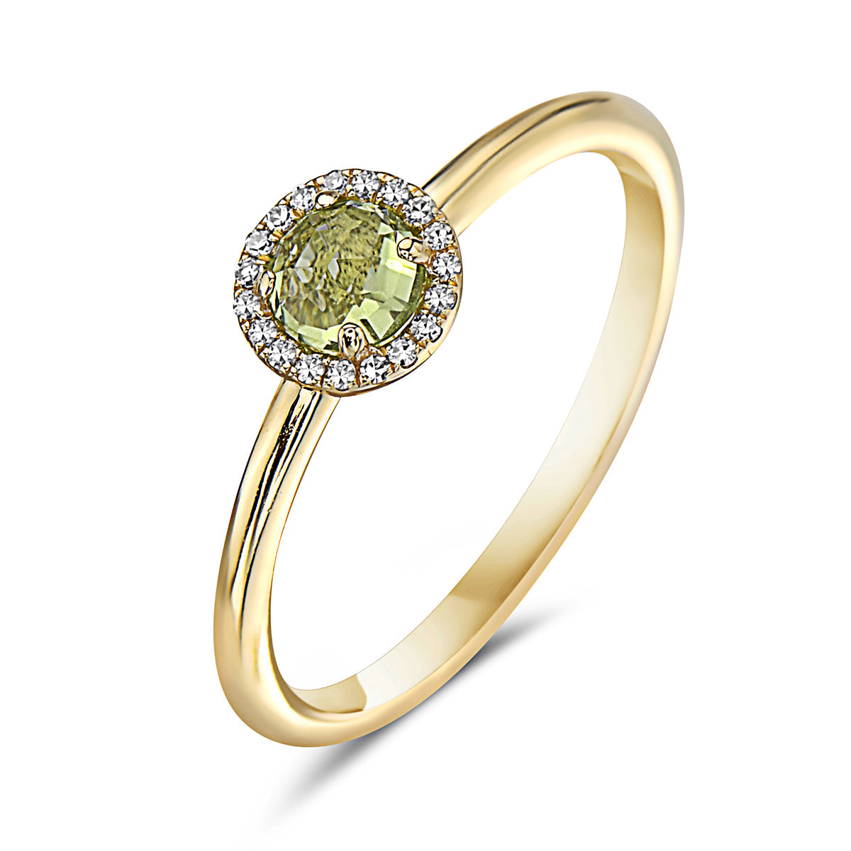 Peridot And Diamond Halo Ring (8073430827238)