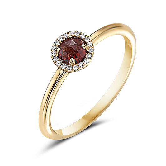 Garnet And Diamond Halo Ring (8073430892774)