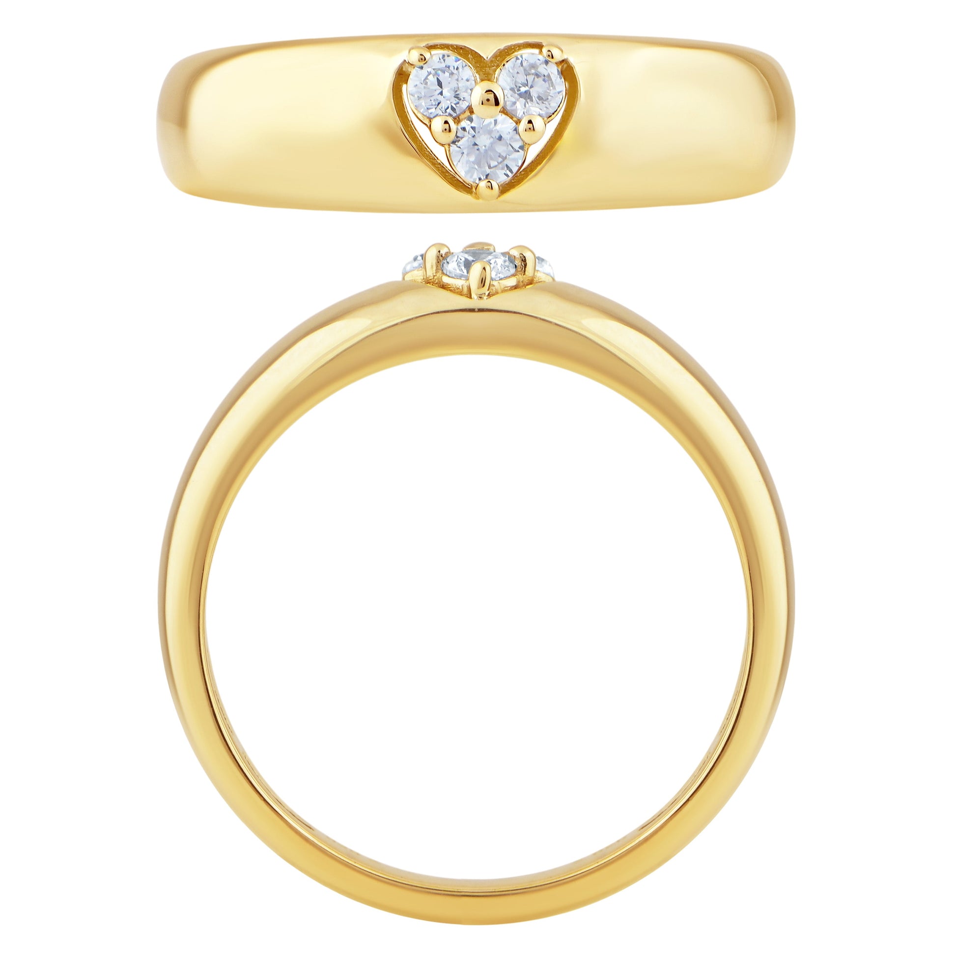NAVI-STERLING SILVER AND 14KT YELLOW GOLD PLATED CLUSTER HEART DOME RING WITH 3RD LAB GROWN DIAMONDS APPROX. 1/8CTW GH/SI