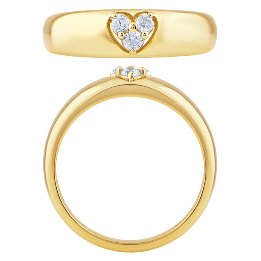 NAVI-STERLING SILVER AND 14KT YELLOW GOLD PLATED CLUSTER HEART DOME RING WITH 3RD LAB GROWN DIAMONDS APPROX. 1/8CTW GH/SI