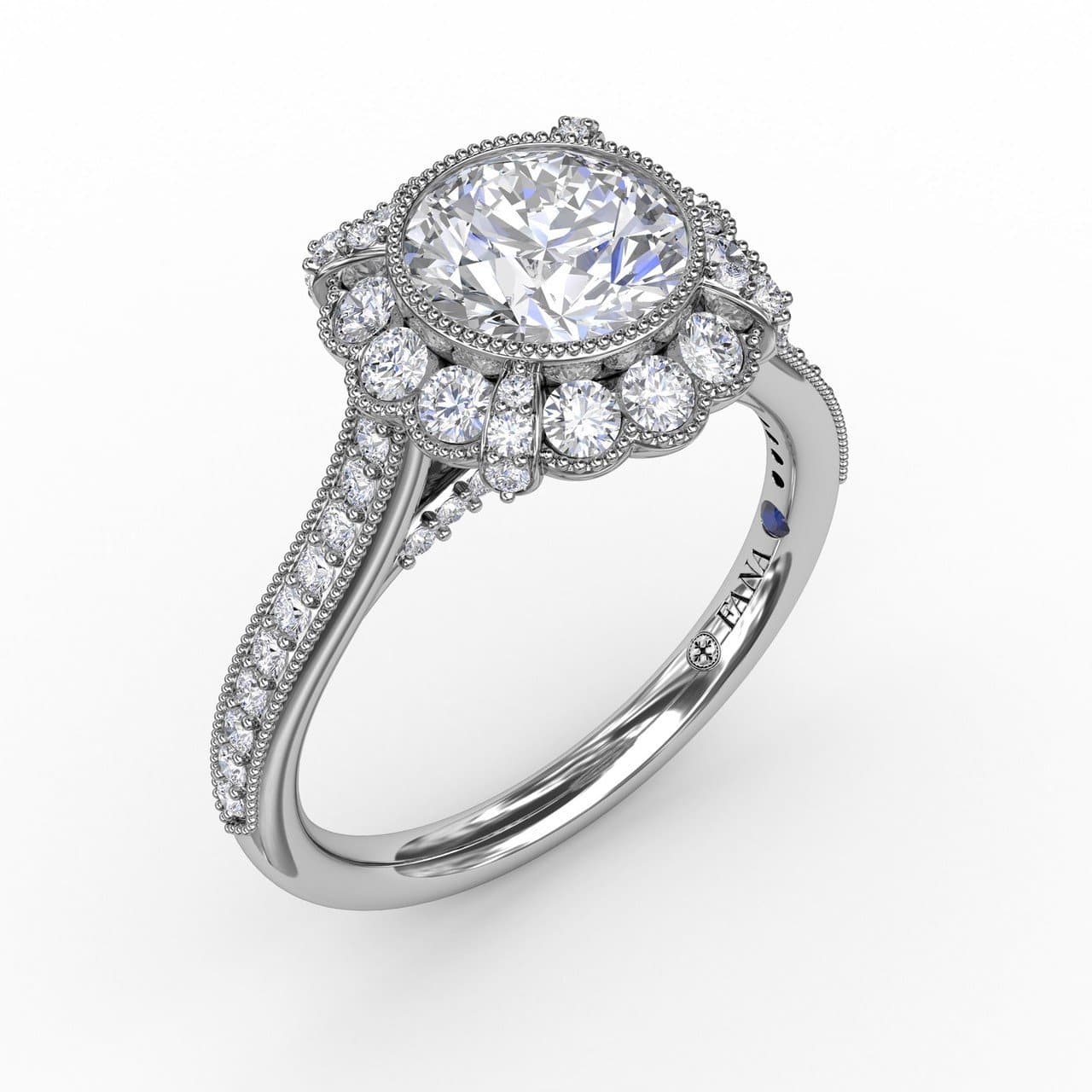 Vintage Scalloped Halo Engagement Ring With Milgrain Details (5552771989659)