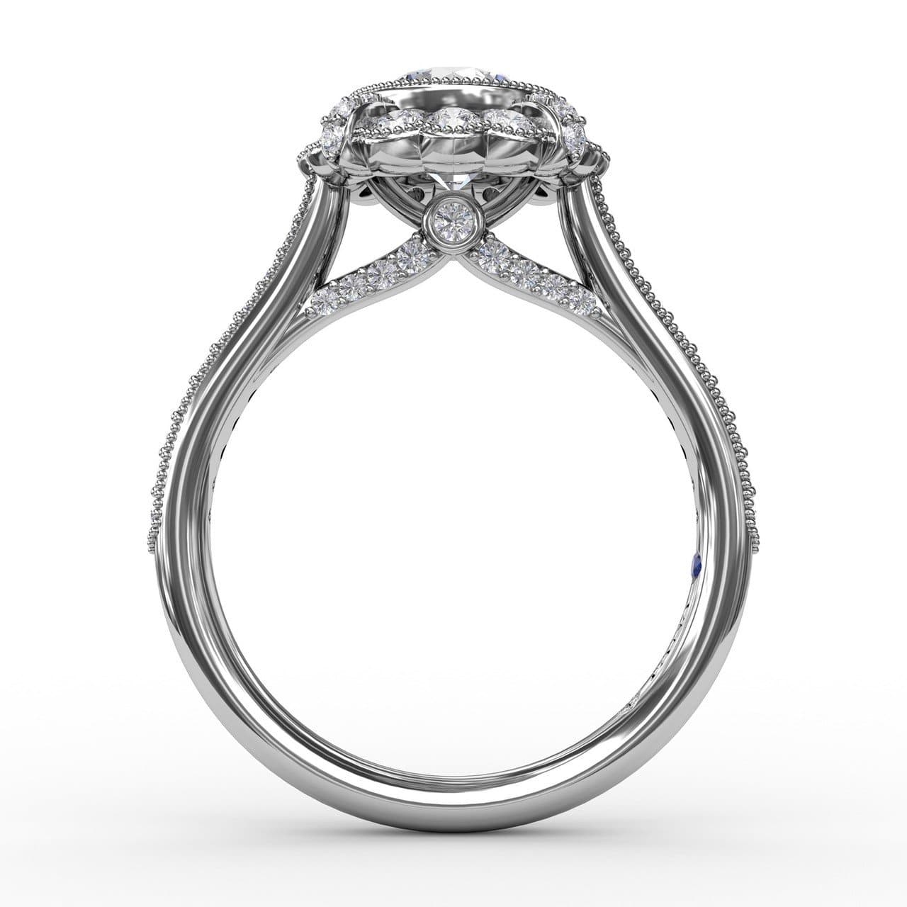 Vintage Scalloped Halo Engagement Ring With Milgrain Details (5552771989659)
