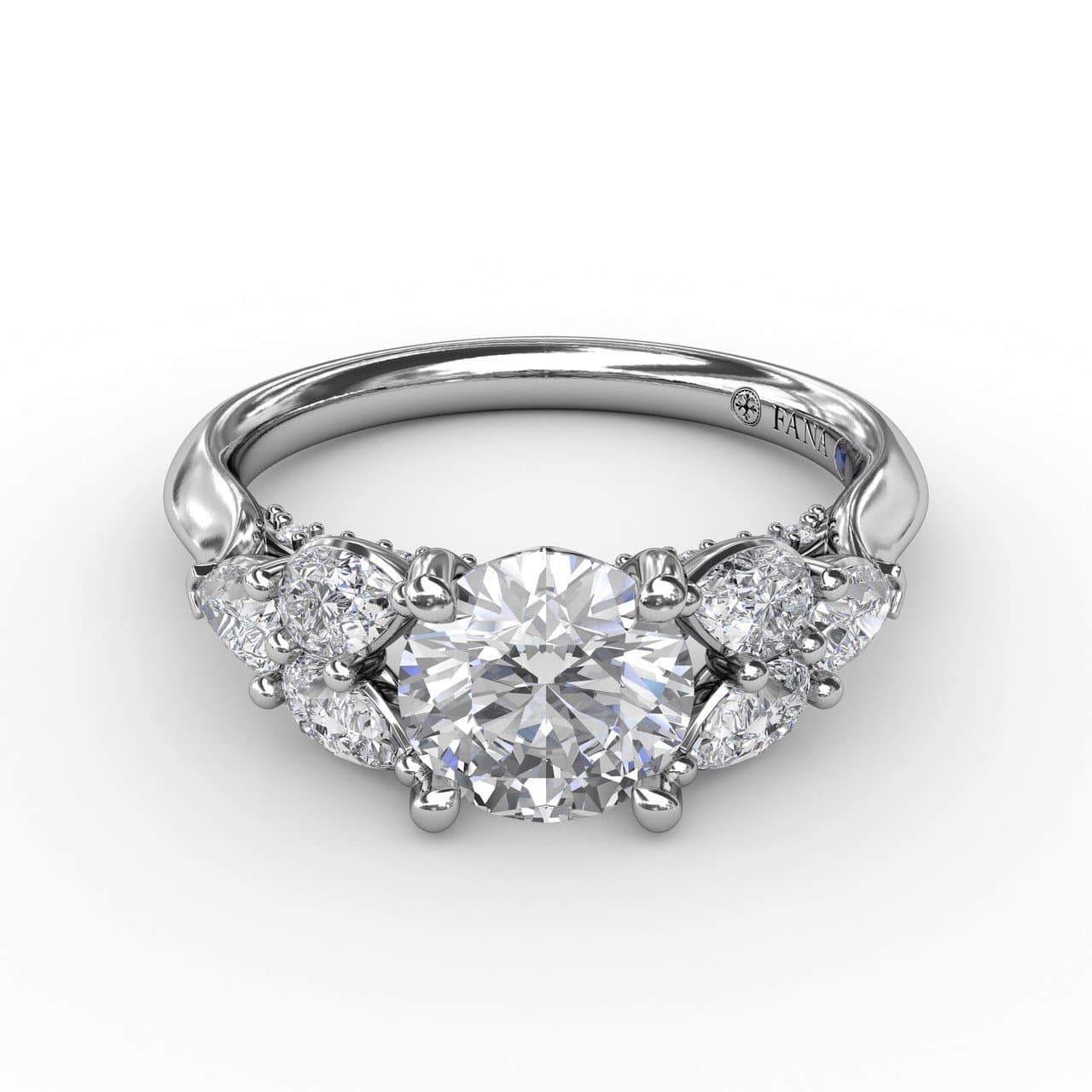 Floral Multi-Stone Engagement Ring With Diamond Leaves (5552772251803)