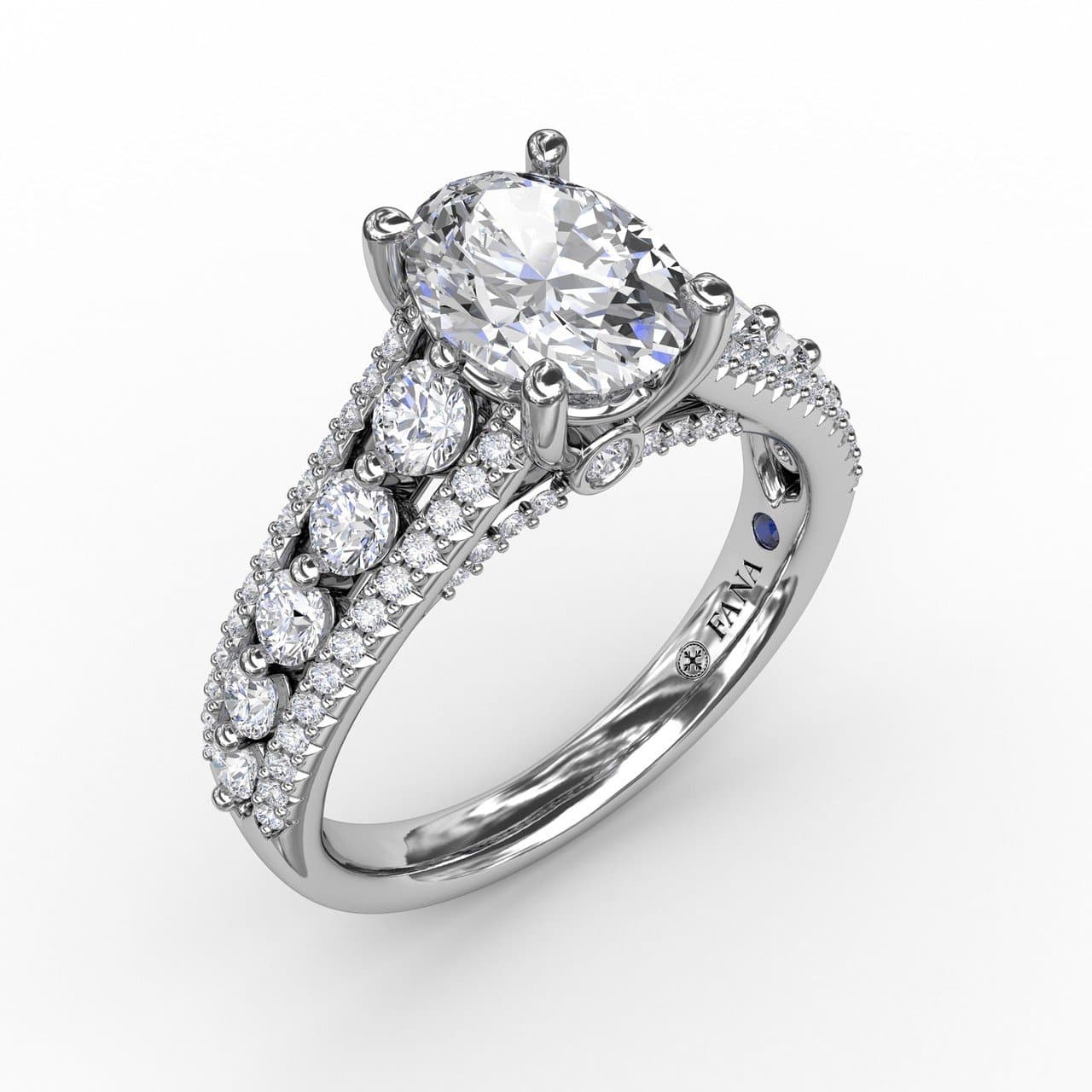 Classic Oval Diamond Solitaire Engagement Ring With Triple-Row Diamond Band (5552774054043)
